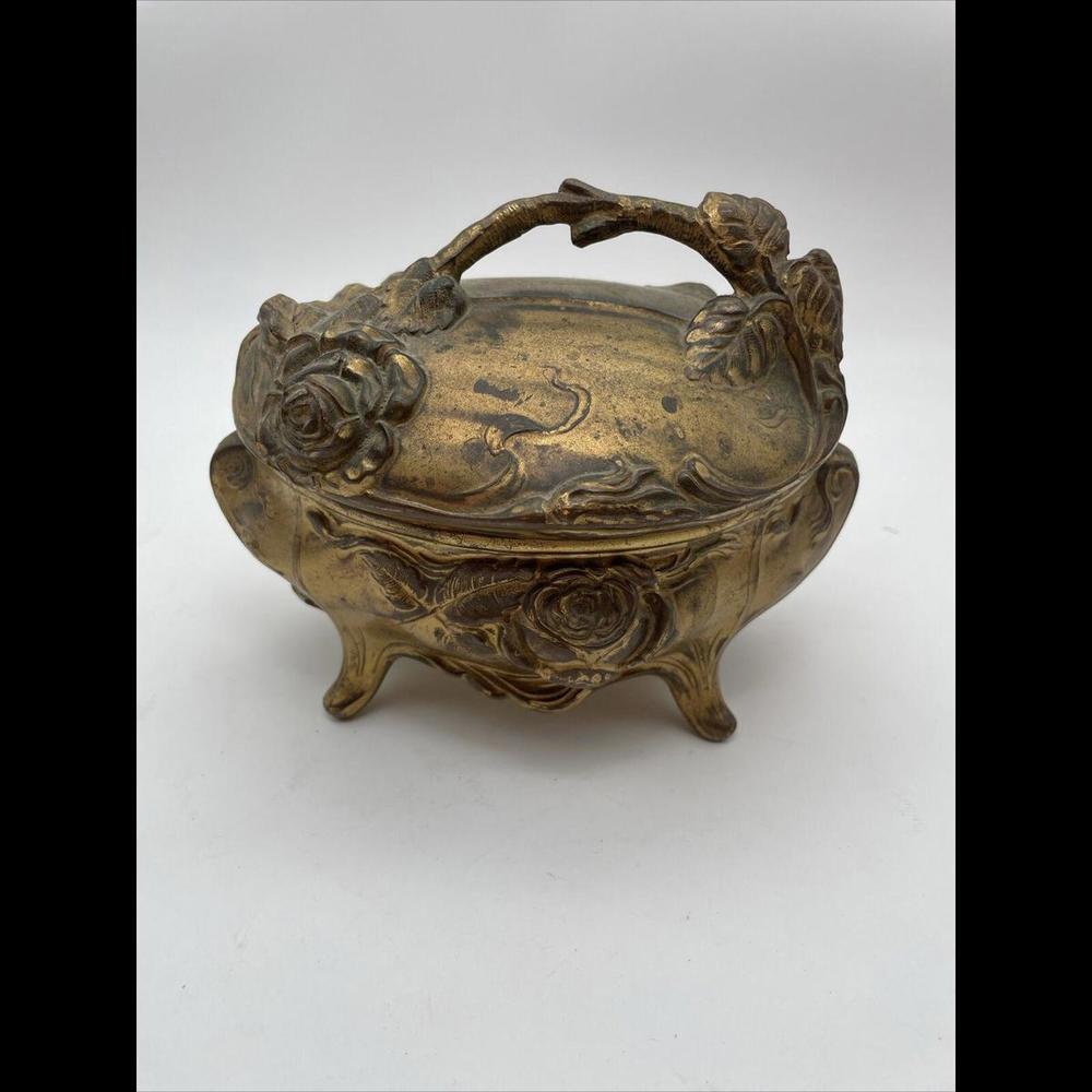 Art Nouveau Jewelry Casket Gift Box 20th Century Floral Pattern Large Size